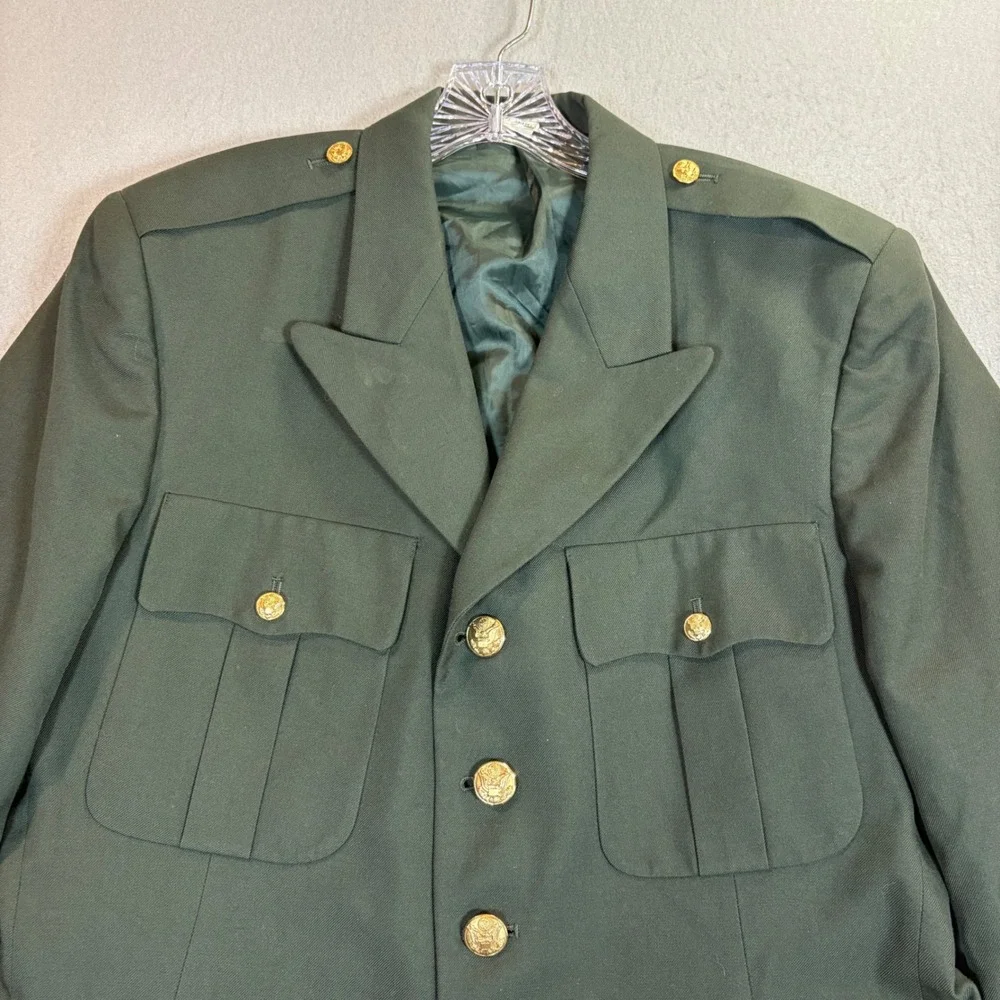 DeRossi & Son coat mens 43L Army Green military dress uniform jacket EUC